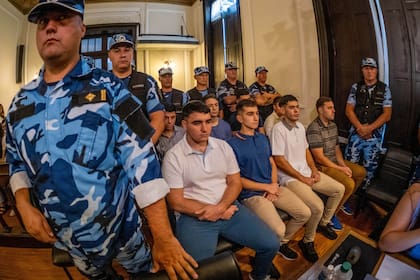 Los ocho acusados del homicidio de Fernando Báez Sosa durante la audiencia del lunes pasado