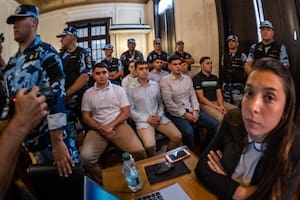 Los ocho acusados, en una de las últimas audiencias