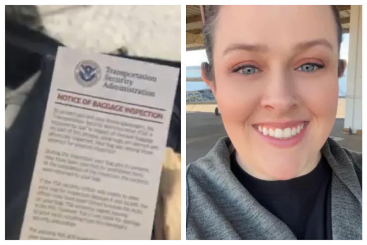 Los oficiales de la TSA abrieron su equipaje registrado para revisar la bolsa de polvo blanco guardada adentro