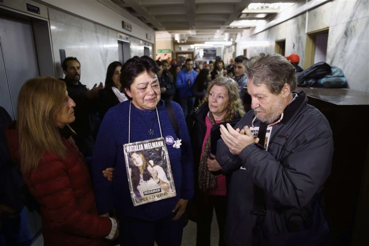 Los padres de Natalia Melmann, ayer