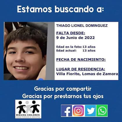 Los padres pidieron que se active el sistema Alerta Sofia, que difunde la imagen y la información de un menor.