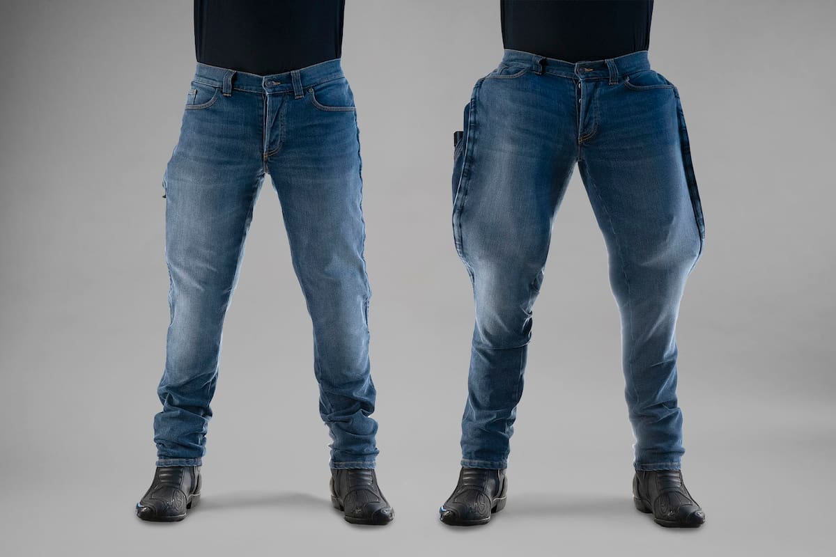Los pantalones de Mo'cycle parecen jeans convencionales, pero se inflan ante un accidente para proteger la cadera del conductor