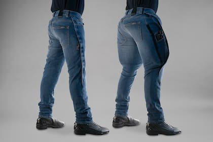 Los pantalones de Mo'cycle parecen jeans convencionales, pero se inflan ante un accidente para proteger la cadera del conductor