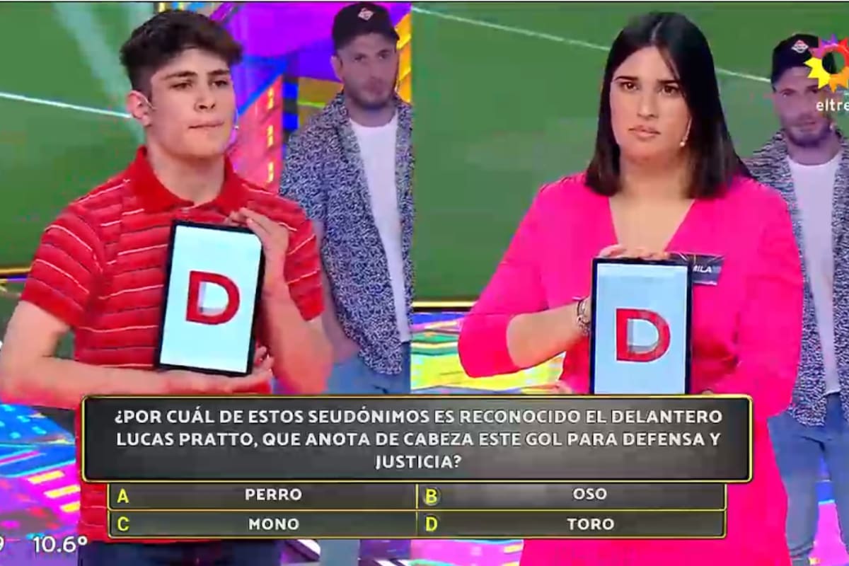 Los participantes se equivocaron con el apodo de Lucas Pratto y recibieron el botón rojo en la final de Los 8 escalones