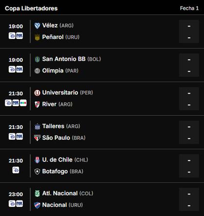 Los partidos de este miércoles 2 de abril en la Copa Libertadores 2025