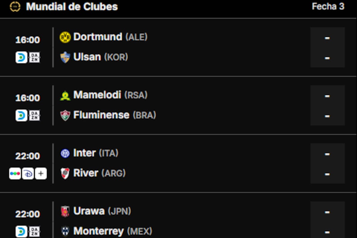 Los partidos de este miércoles en el Mundial de Clubes 2025 y todos los del torneo se pueden seguir en vivo en canchallena.com