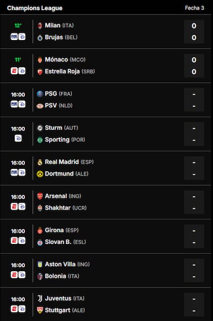 Los partidos de la Champions League de este martes 22 de octubre, para todos los gustos