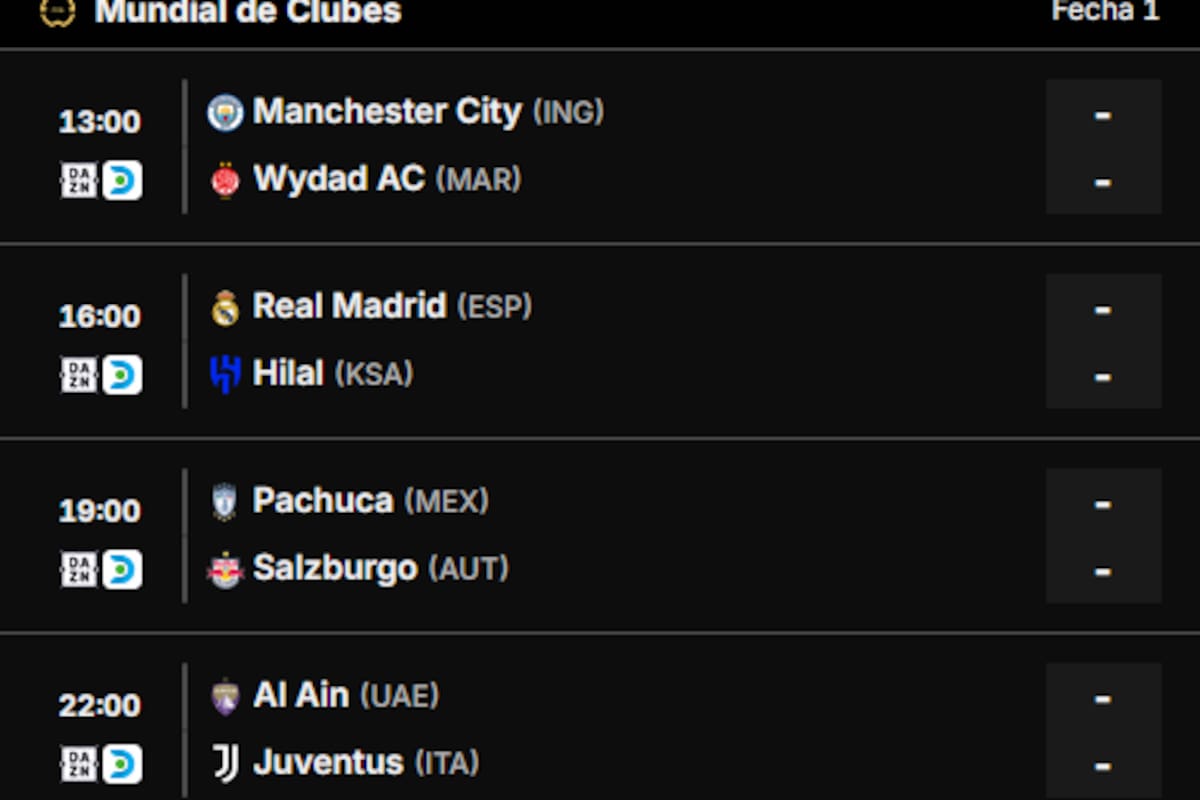 Los partidos de la quinta jornada del Mundial de Clubes 2025 y todos los del certamen se pueden seguir en vivo en canchallena.com