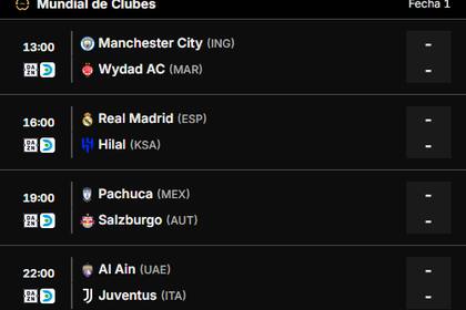 Los partidos de la quinta jornada del Mundial de Clubes 2025 y todos los del certamen se pueden seguir en vivo en canchallena.com