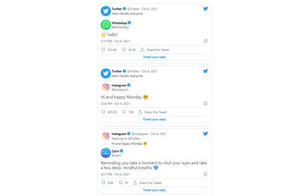 Los perfiles oficiales de WhastApp e Instagram en Twitter intervinieron en el diálogo