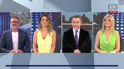 Los periodistas de LN+ Luis Novaresio, Luis Majul, Marina Calabró y Débora Plager