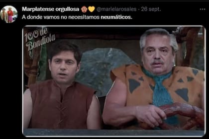Los picapiedras fueron un foco de bromas (Captura Twitter @marielarosales)
