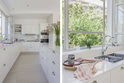 Los pisos de la planta baja se unificaron con porcelanato (SBG), otro gesto que le da importancia a la cocina.