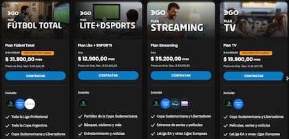 Los planes de DirecTV; todos incluyen los partidos de la Copa Sudamericana 2026