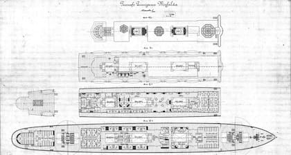 Los planos del transatlántico SS Principessa Mafalda