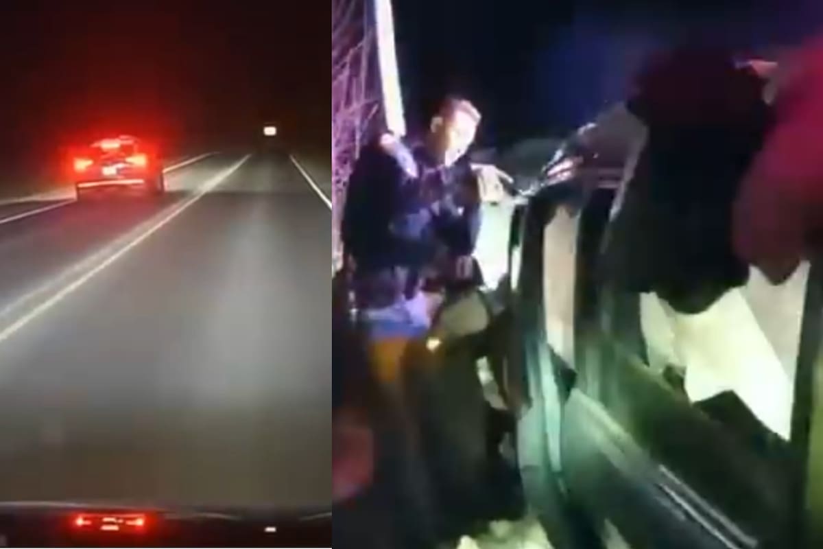 Los policías ejecutaron una maniobra agresiva para lograr que el automóvil perdiera el control y saliera del camino