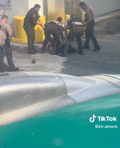 Los policías tuvieron que someterla en el suelo, ya que no dejaba de golpearlos para evitar su arresto