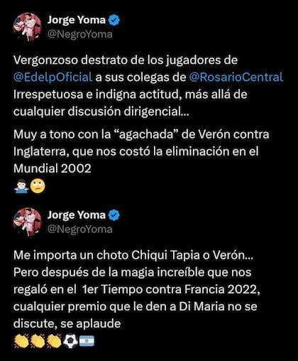 Los posteos de Jorge Yoma