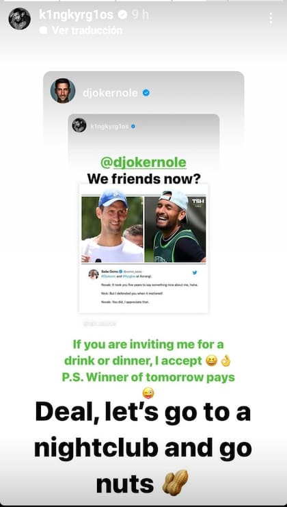 Los posteos entre Djokovic y Kyrgios en las últimas horas