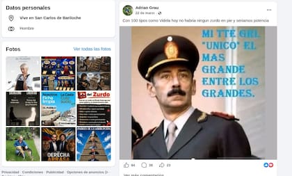 Los posteos que habría realizado Adrián Grau en su cuenta de Facebook.