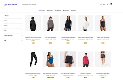Los precios de la ropa de mujer en Decathlon Uruguay