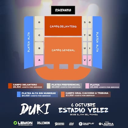 Los precios de las entradas para el show de Duki en Vélez (Foto: Instagram @lauriaent)