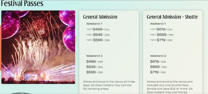 Los precios de los boletos del festival Coachella 2024