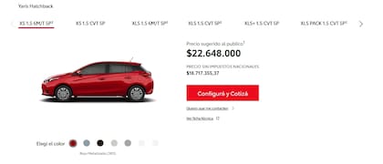 Los precios de Toyota con y sin impuestos nacionales