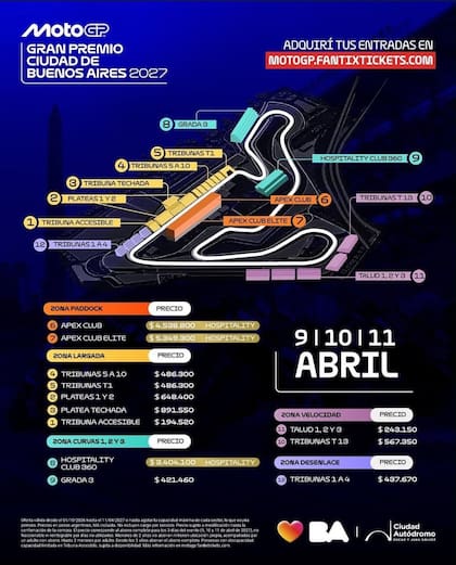 Los precios sectores y plateas para el Moto GP en la Argentina