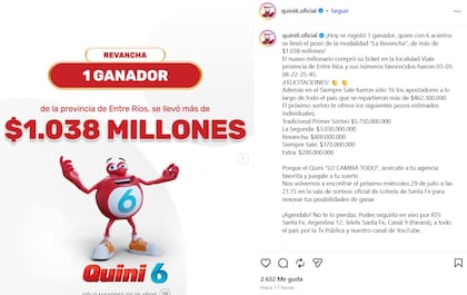 Los premios del Quini 6
