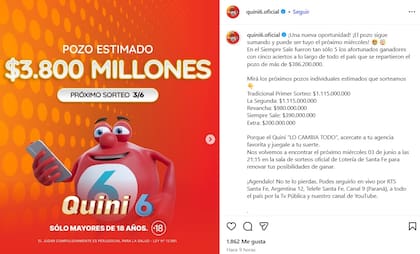 Los premios del Quini 6