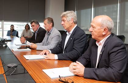 Los presidentes de las cuatro entidades de la Mesa de Enlace: Achetoni, Laucirica, Pino y Castagnani