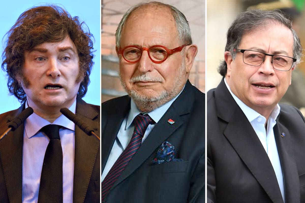 Los presidentes Javier Milei y Gustavo Petro, y el exembajador argentino Diego Guelar