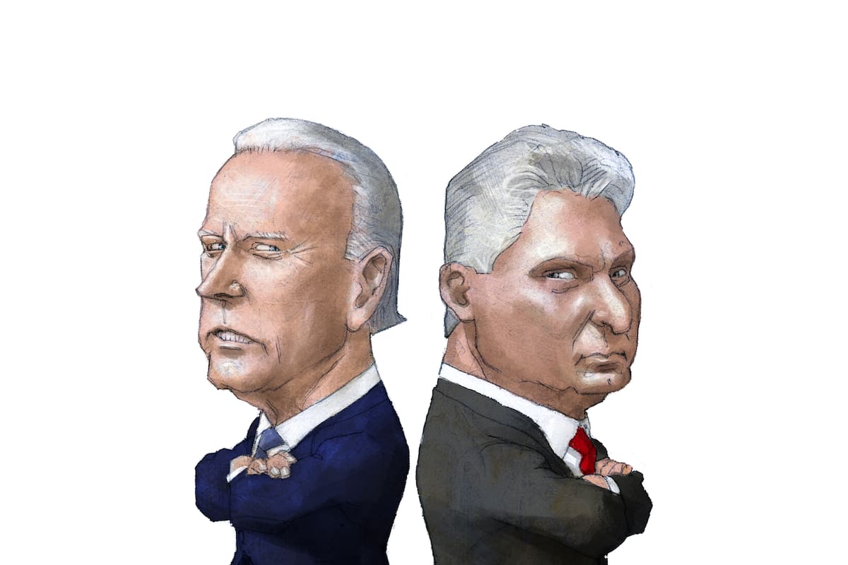 Los presidentes Joe Biden, de EE.UU., y Miguel Díaz Canel, de Cuba