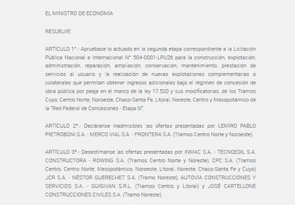 Los primeros artículos de la Resolución 1379/2026
