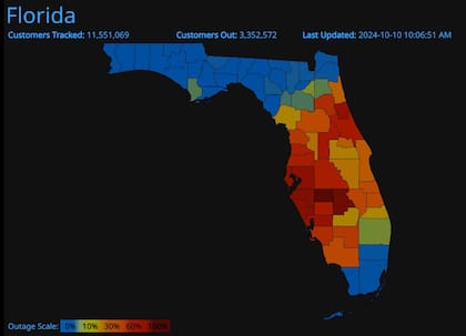 Los principales condados afectados por el Huracán Milton en Florida