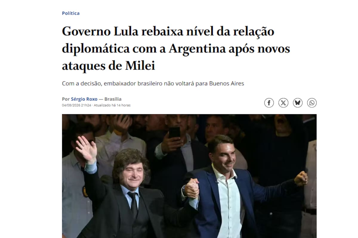 Los principales medios brasileños advirtieron sobre el impacto diplomático de la decisión de Lula de retirar a su embajador de la Argentina