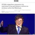 La reacción de los diarios de Inglaterra tras los anuncios de Milei sobre Malvinas