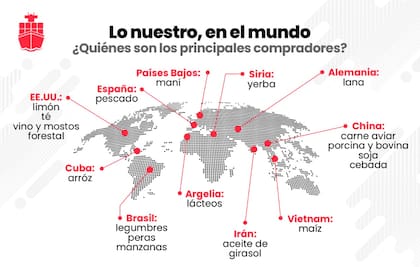 Los principales países compradores de productos agroindustriales argentinos