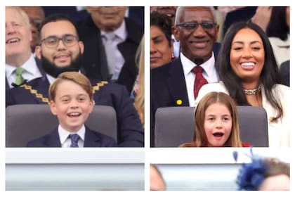 Los príncipes George y Charlotte no pudieron evitar sorprenderse al ver el video protagonizado por su abuela