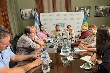 Los productores en la reunión en la Legislatura