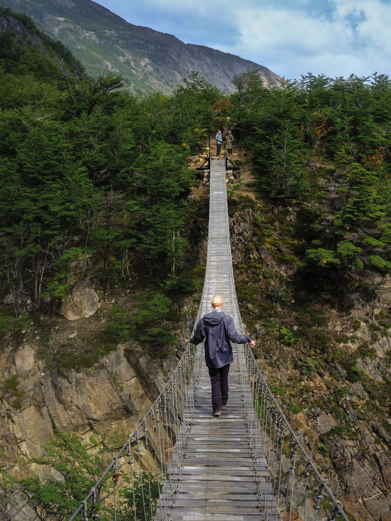 Los puentes colgantes, a los que se llega desde el Refugio Grey, son un atractivo desafiante por su altura y extensión