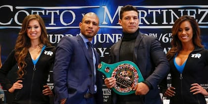 Los púgiles posan en la presentación en New York