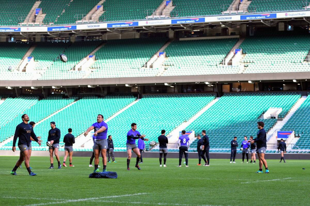 Los Pumas, durante el Captains Run en el mítico Twickkenham de Londres, la Catedral del rugby