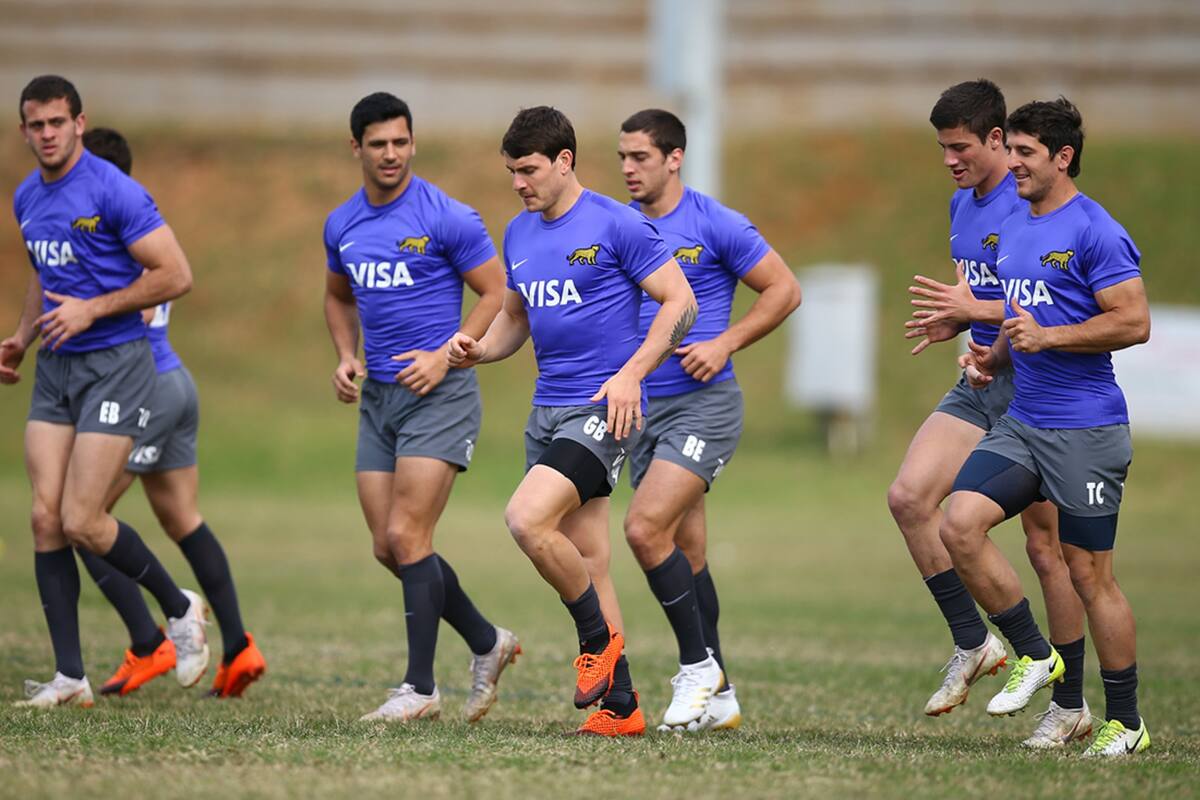Los Pumas, en una de las prácticas en Auckland, completando la preparación para el gran partido