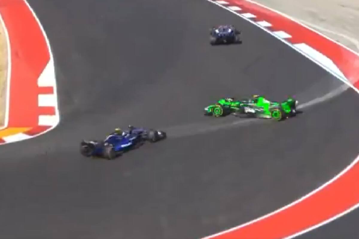 Los reflejos de Franco Colapinto para evitar chocar a Guanyu Zhou tras el trompo del piloto chino