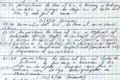 Los registros del chofer mencionan entregas de "dinero" y "paquetes" en oficinas de la firma; hasta ahora ninguno de sus ejecutivos fue citado por la Justicia