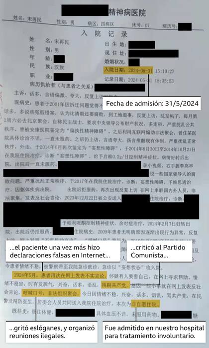 Los registros médicos del activista Song Zaimin muestran la estrecha conexión entre las opiniones políticas y el ingreso hospitalario