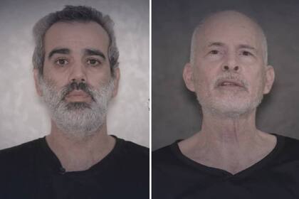Los rehenes de Hamas, Omri Miran, de 46 años, y Keith Siegel, de 64 , en el video difundido por la agrupación terrorista