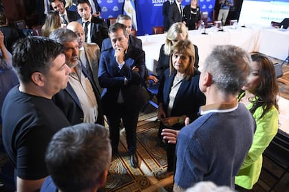 Los representantes de la CGT dialogaron con los senadores durante el plenario de Presupuesto y Previsión Social